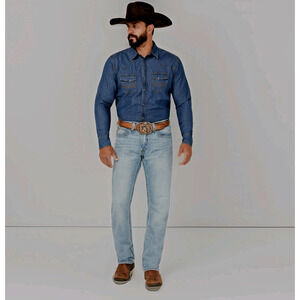 Ariat M4 Austin Jeans Mens 32x28 Cruz Light Blue Wash Relaxed Straight Western